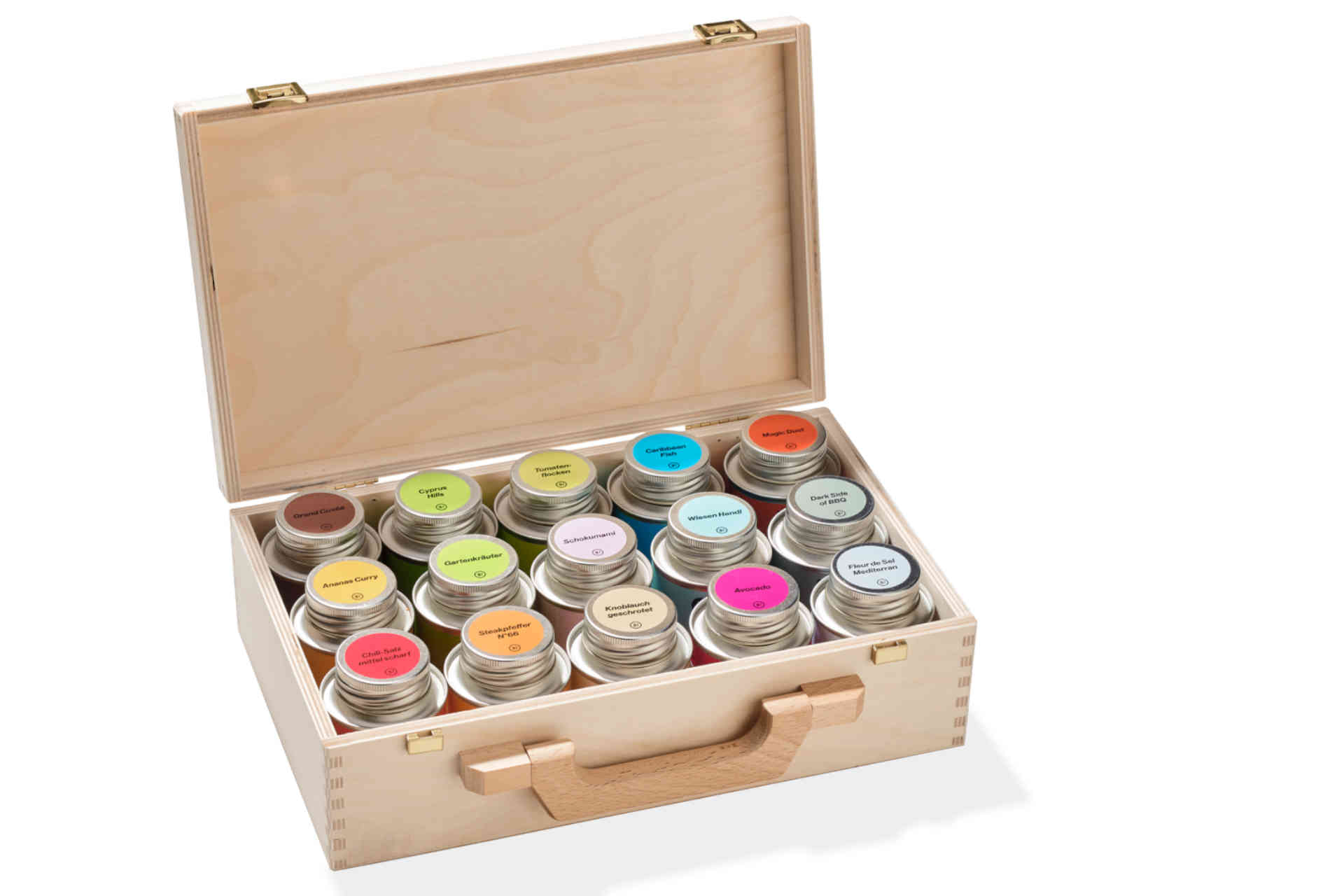 Die »Colors of Spices«-Box enthält 15 ausgewählte Gewürze. © Stay Spiced !