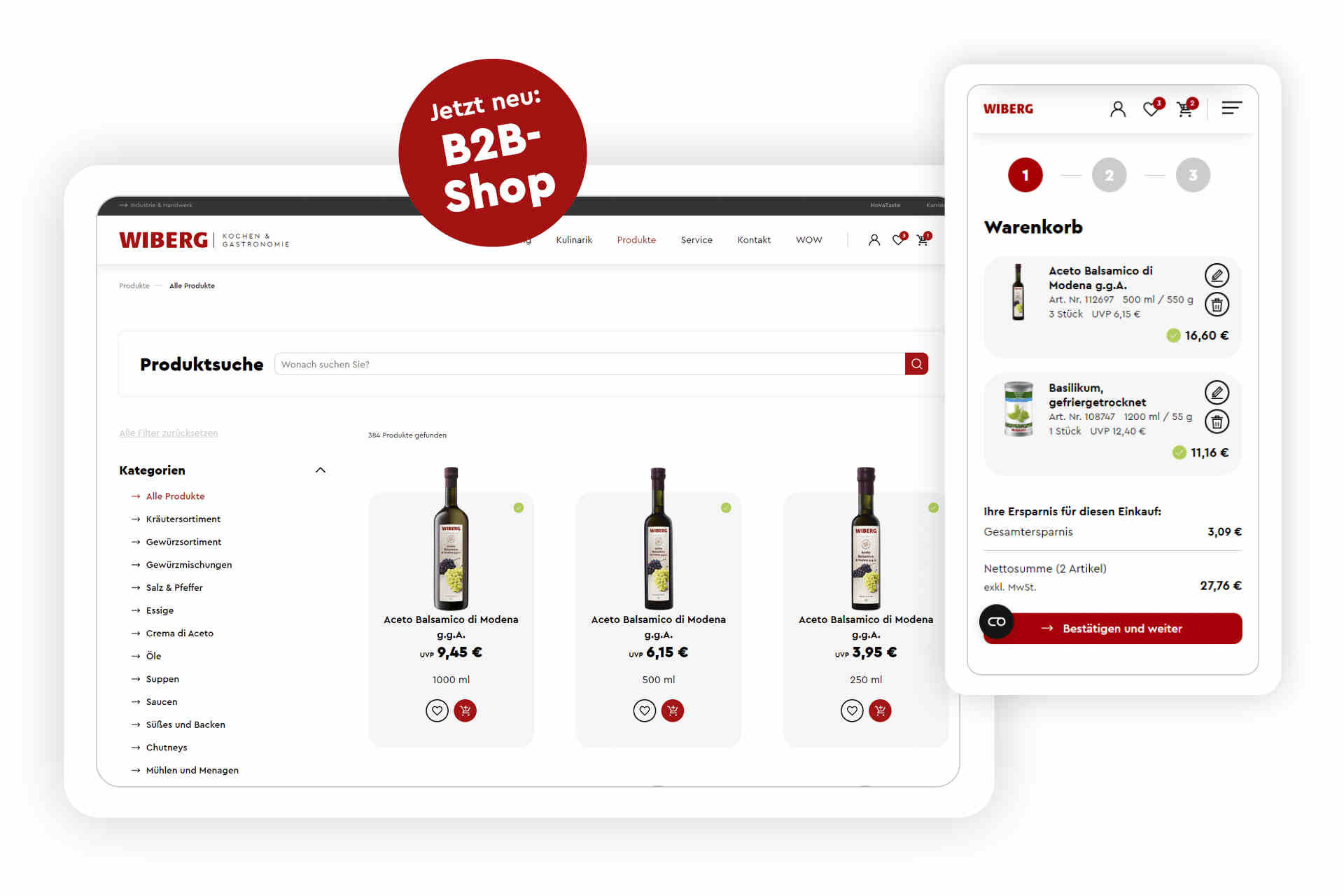 Der neue B2B-Shop von Wiberg ist seit Anfang Juni online. © Frutarom Savory Solutions