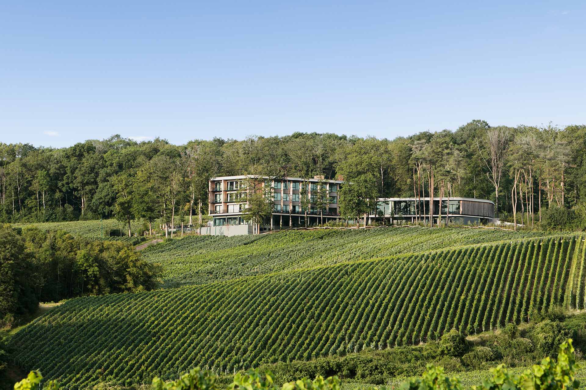 Das »Loisium en Champagne« hat im Sommer 2022 eröffnet. © Loisium Wine & Spa Hotels
