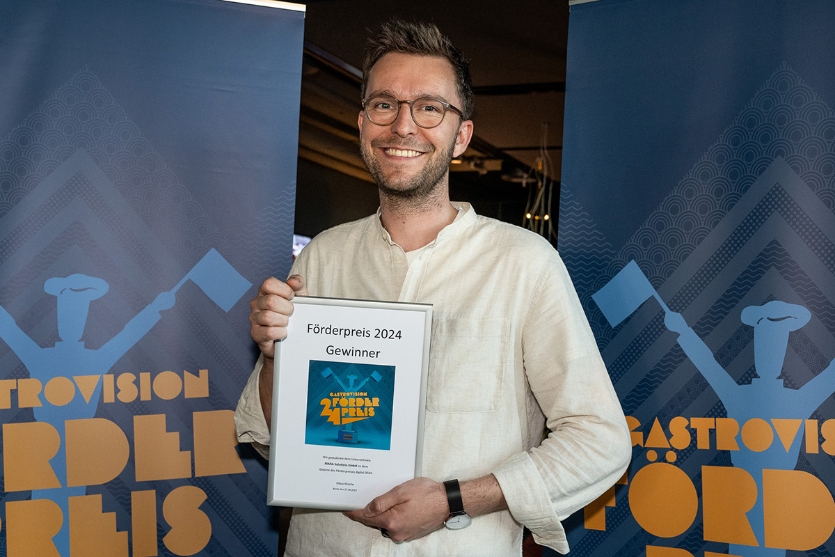 Gewinner in der Kategorie »Digital«: Maximilian Lüders von MARA Solutions. © Gastro Vision