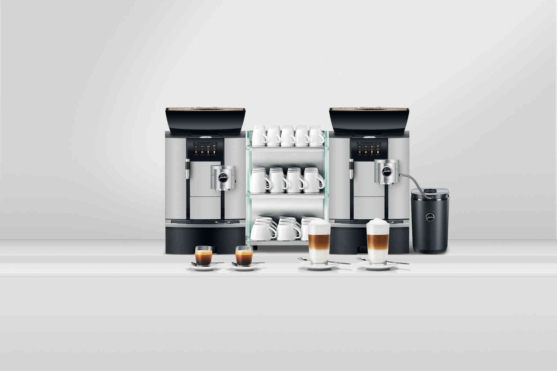 Kaffeestraße mit Jura Giga X3c, Tassenwärmer und Cool Control. © Jura