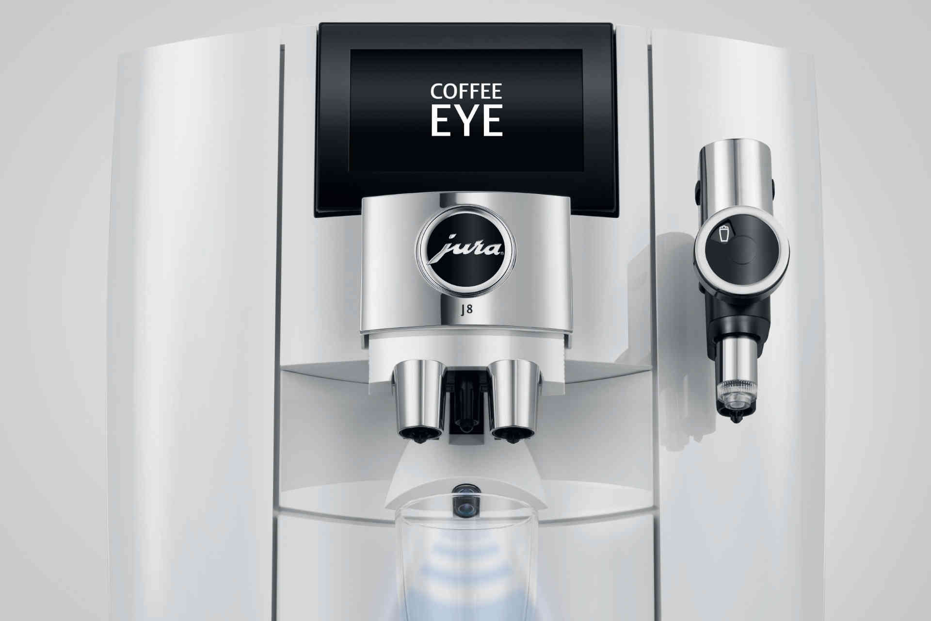 Mit dem Coffee Eye erkennt der Vollautomat die Platzierung der Tasse und passt die Auswahl an die verfügbaren Spezialitäten an. © Jura
