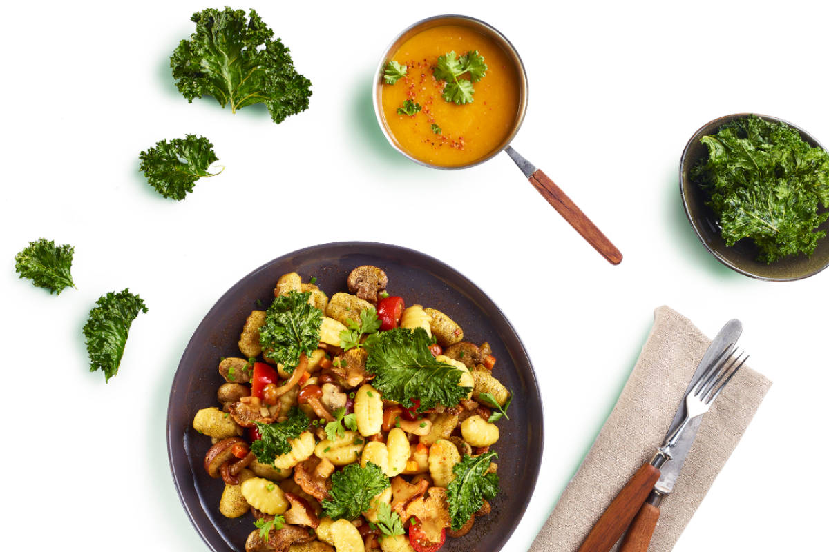 Auch die Gnocchi-Pfanne befindet sich in der Rezeptdatenbank. © Hilcona